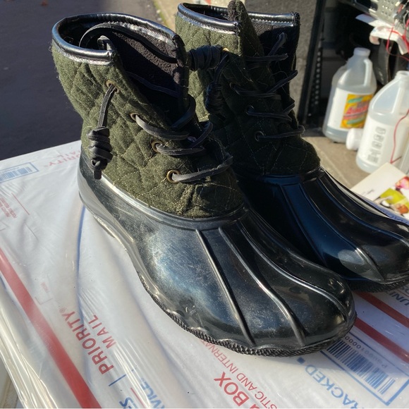Seven7 Womens Olive Black Duck Wool Goose Winter Rain Waterproof Boots Size 7 - Picture 2 of 11